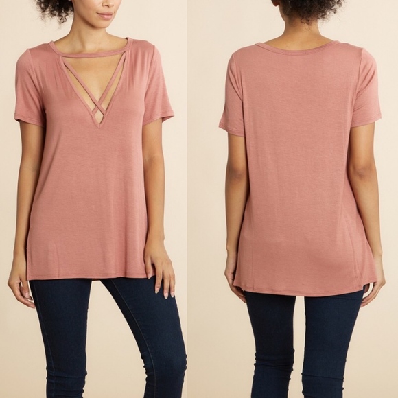 Softest V-neck Top - MAROON - Picture 2 of 2